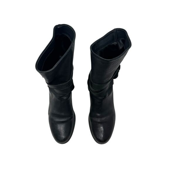Stuart Weitzman Ranch Dressing Boots Moto Buckle Leather Black Size US 6 - Picture 5 of 13